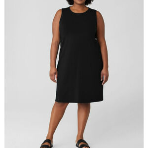 Eileen Fisher Pima Cotton Stretch Jersey Tank Dress Size 1X Black Sleeveless